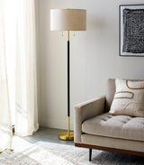 Aberdeen 62" Iron Floor Lamp, Polished Gold, Painted Black