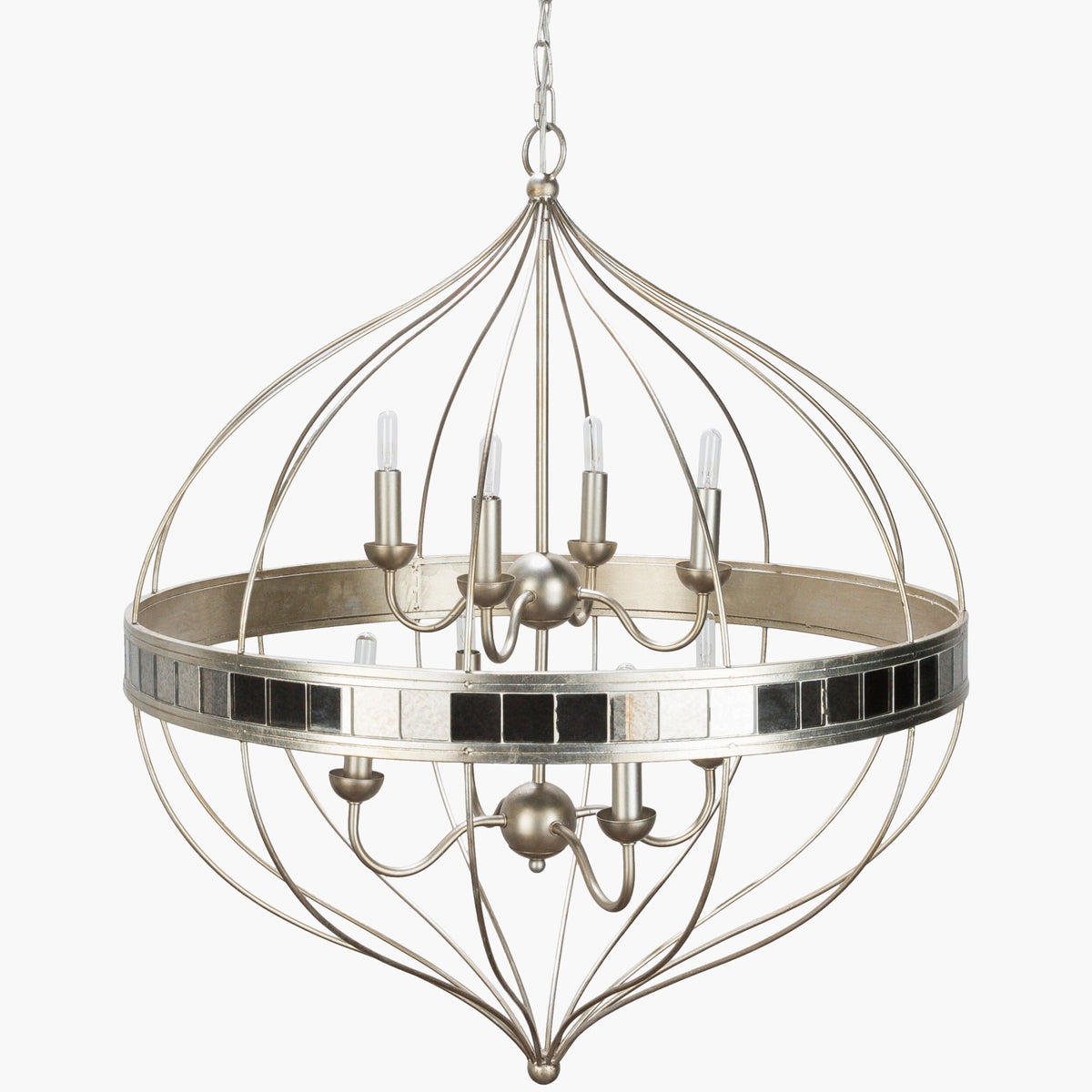 Aerial Iron Chandelier, Gilded Metallic Silver