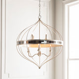 Aerial Iron Chandelier, Gilded Metallic Silver