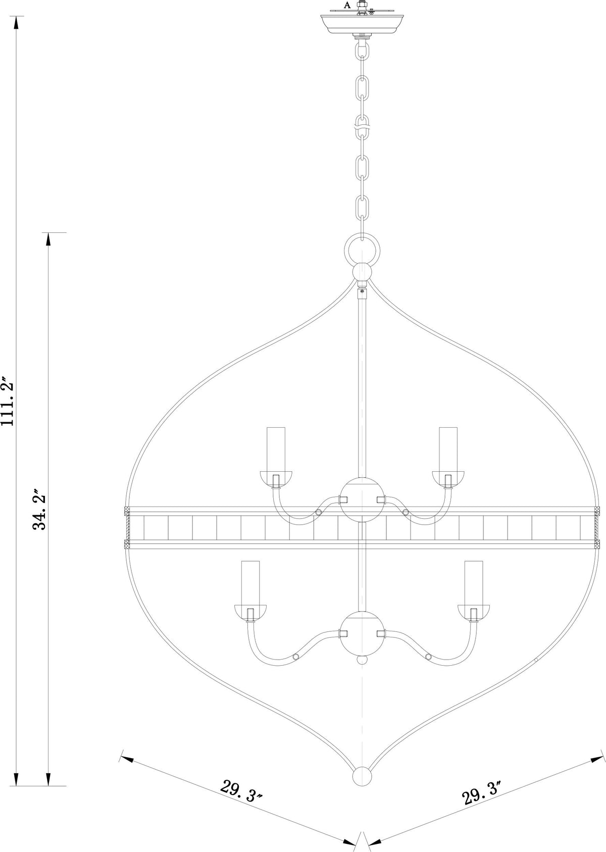 Aerial Iron Chandelier, Gilded Metallic Silver