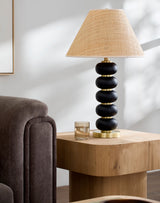 Anefis 27" Rubber Wood Table Lamp, Painted Black