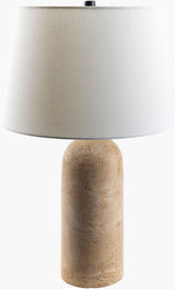 Agate 25" Travertine Table Lamp, Natural Beige