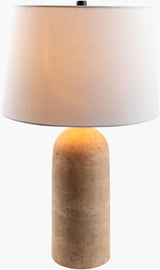 Agate 25" Travertine Table Lamp, Natural Beige