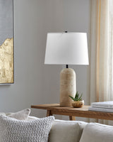Agate 25" Travertine Table Lamp, Natural Beige