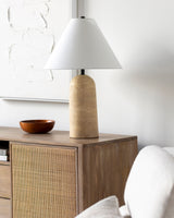 Agate 25" Travertine Table Lamp, Natural Beige (AGA-008)