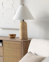 Agate 25" Travertine Table Lamp, Natural Beige (AGA-008)