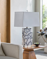 Angelo 25" Alabaster Table Lamp, Marbled Brick