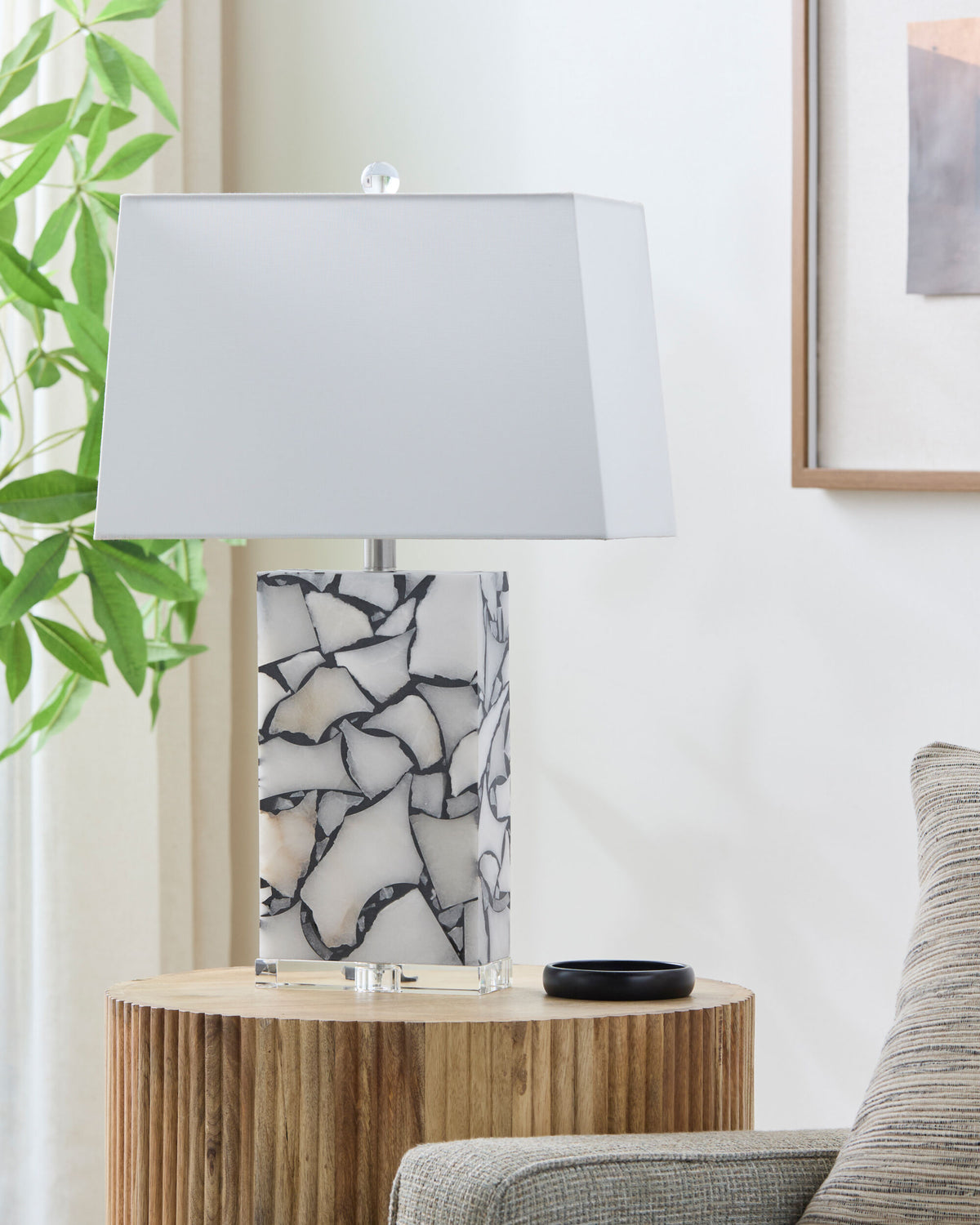 Angelo 25" Alabaster Table Lamp, Marbled Brick