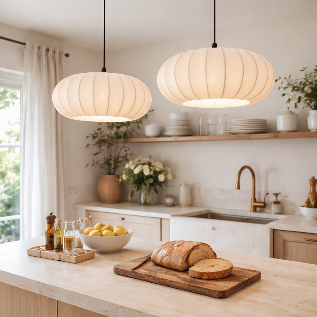 Pendant Lamp With Fabric Shade