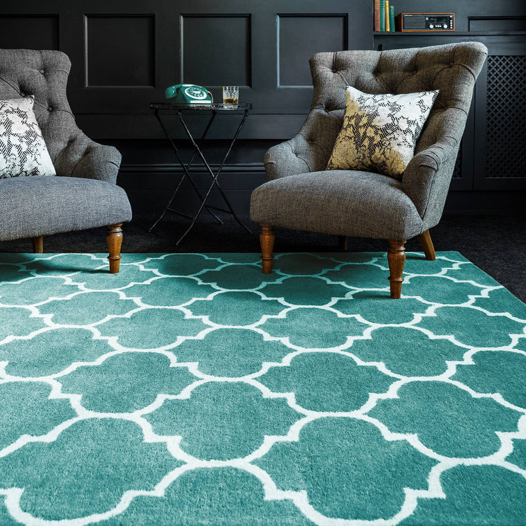 Woven in pure wool — Geometric Wool Living Room Rug — Hand Tufted, Modern, Albany
