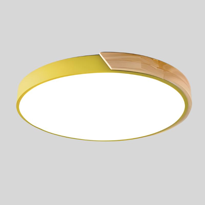 Nordic Wooden Macaron Circular Flush Mount