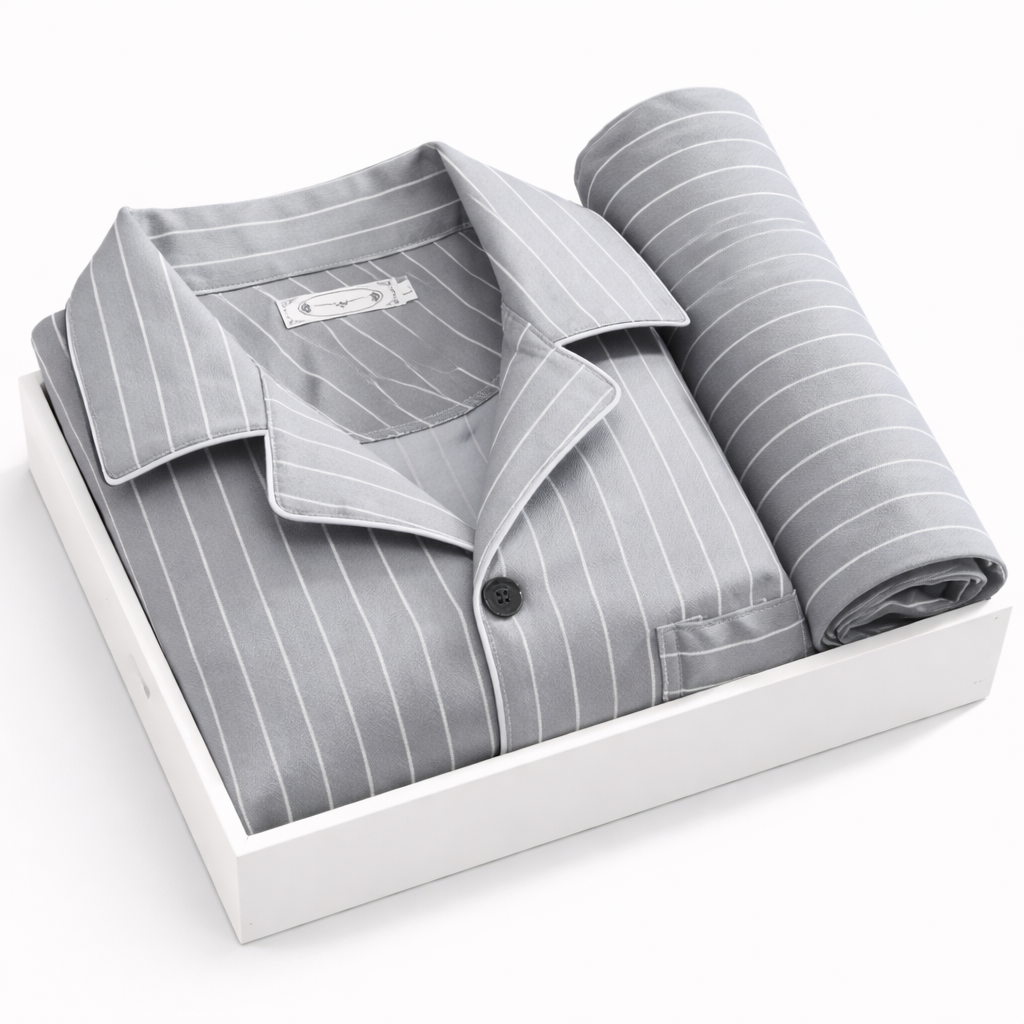 Men's Pajama Set With Button-Up Shirt
