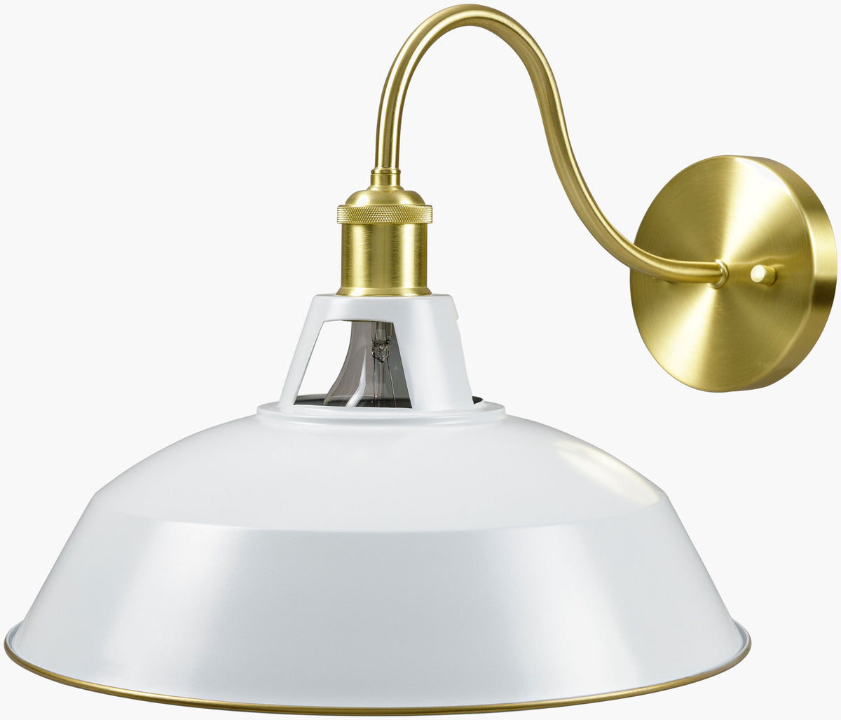 Ammi 12" Iron Wall Sconce, Painted White, Plated Metallic Brass