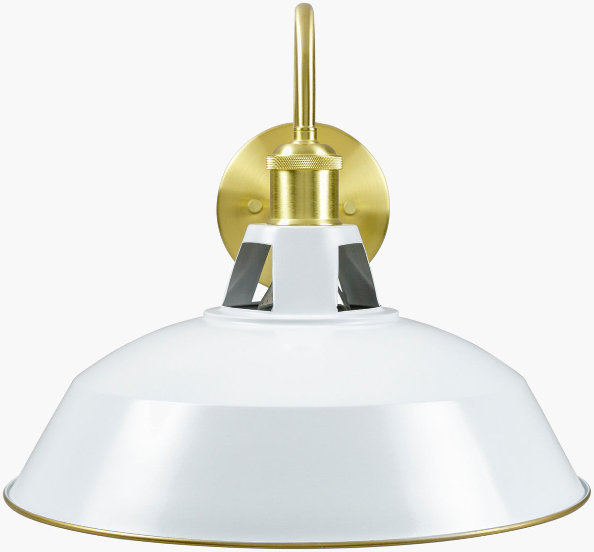 Ammi 12" Iron Wall Sconce, Painted White, Plated Metallic Brass
