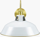 Ammi 12" Iron Wall Sconce, Painted White, Plated Metallic Brass