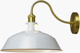 Ammi 12" Iron Wall Sconce, Painted White, Plated Metallic Brass