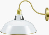 Ammi 12" Iron Wall Sconce, Painted White, Plated Metallic Brass