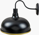Ammi 13" Iron Wall Sconce, Painted Black, Plated Metallic Brass
