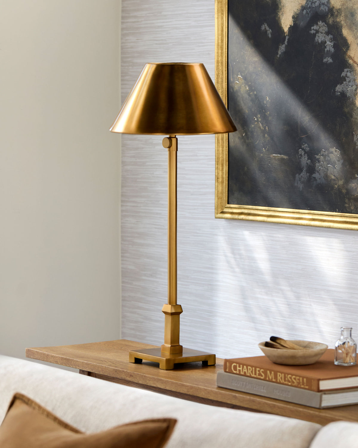 Andenes 35" Iron Table Lamp, Antiqued Gold