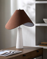 Apuila 30" Concrete Table Lamp, Hand Painted White