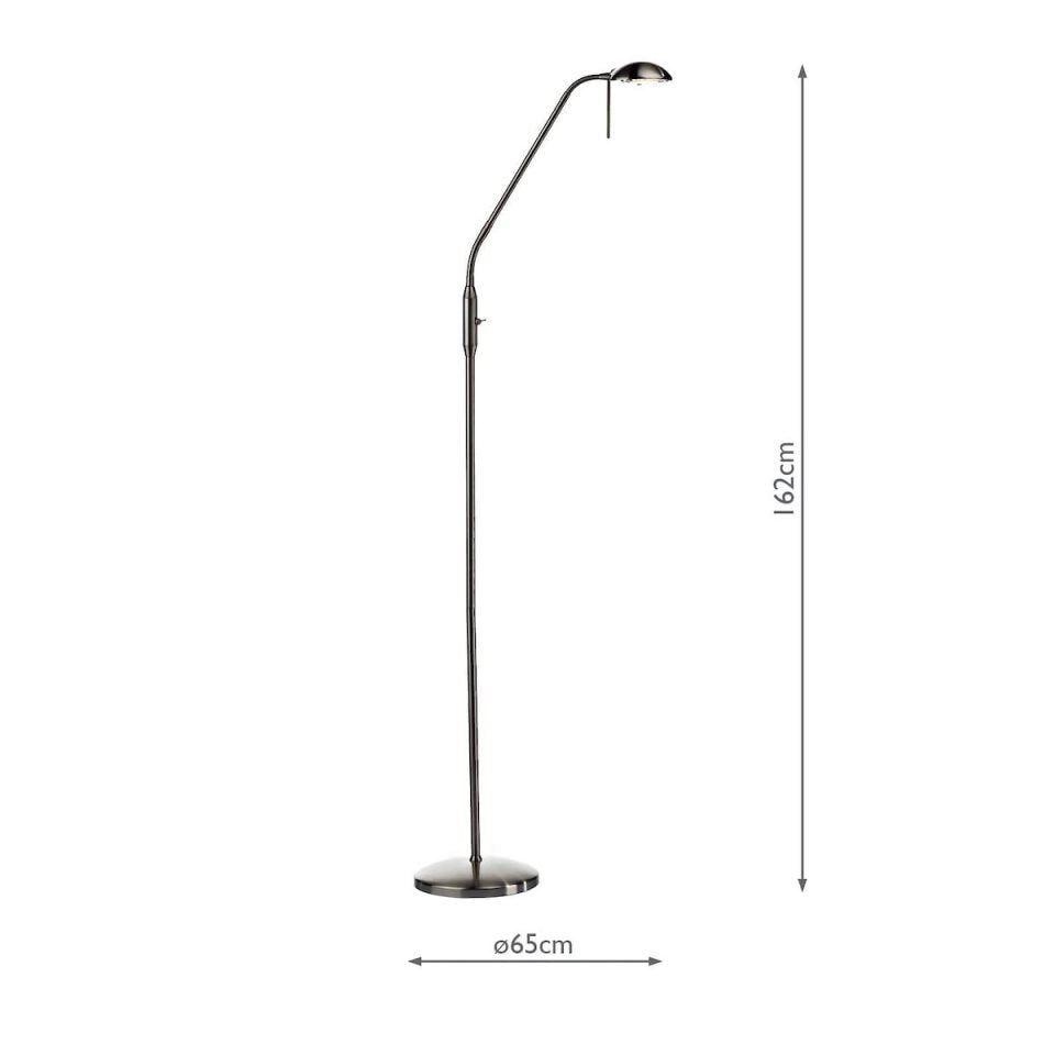 Dar JOU5546 Floor Lamp in Satin Chrome