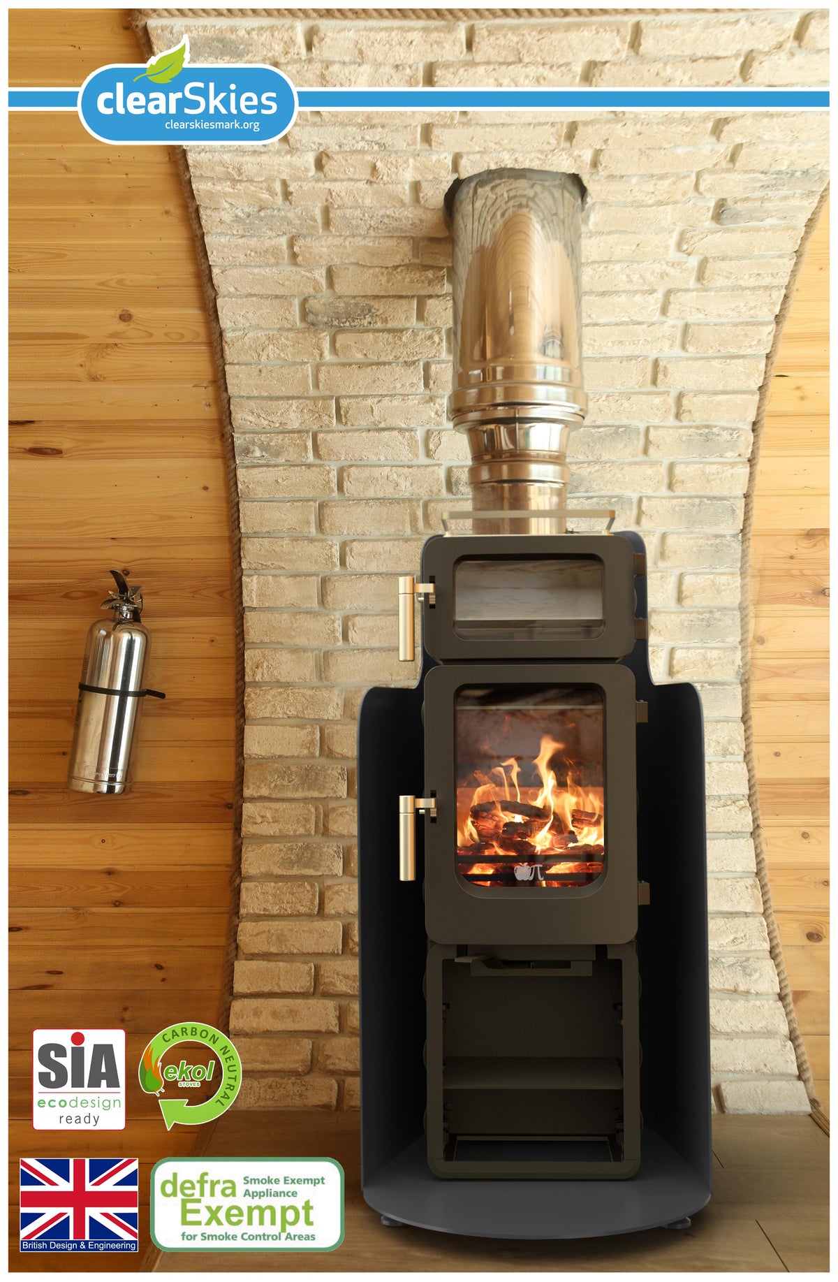 4kW Small Wood Burning Stove — ApplePie Baked Apple Stack Log Burner, DEFRA Exempt