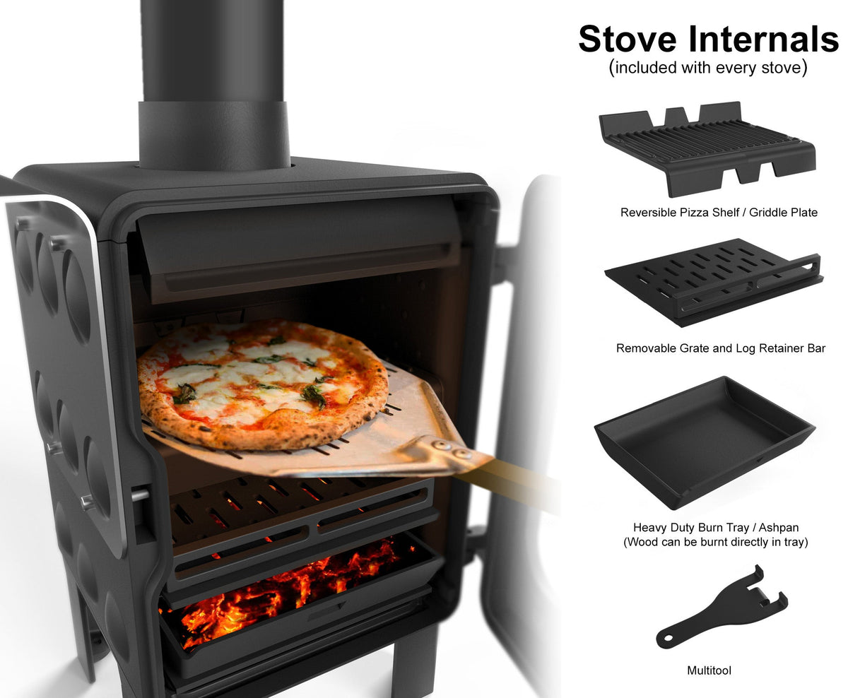 4kW Small Wood Burning Stove — ApplePie Baked Apple Log Burner, DEFRA Exempt