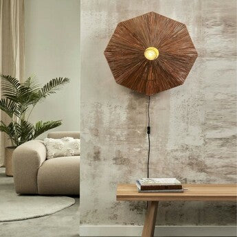 Ceiling Lamp, Panama S, Brown, Ø45cm, H5cm - Good&Mojo