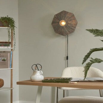 Ceiling Lamp, Panama S, Brown, Ø45cm, H5cm - Good&Mojo