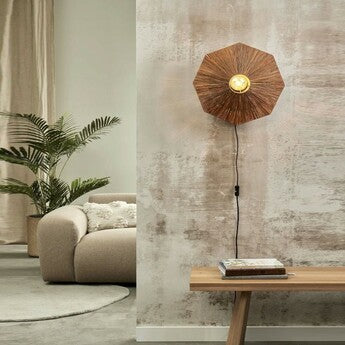Ceiling Lamp, Panama S, Brown, Ø45cm, H5cm - Good&Mojo