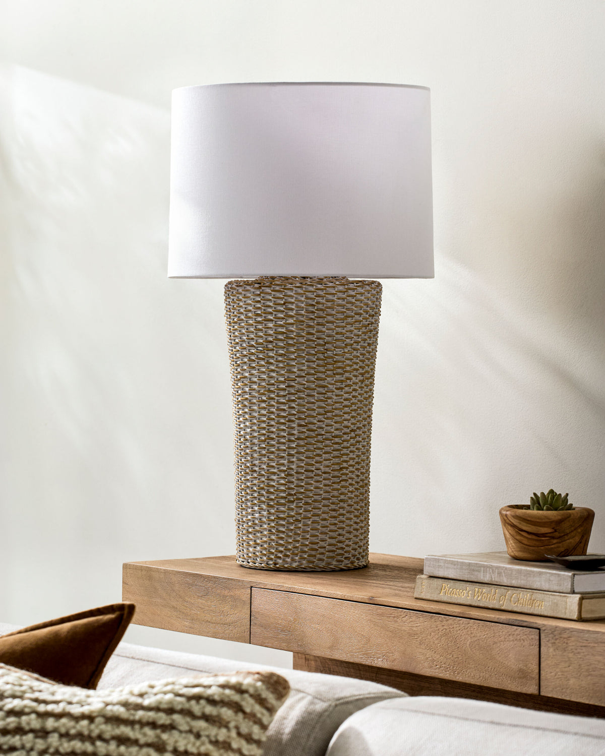 Allura 30" Rattan Table Lamp, Natural White
