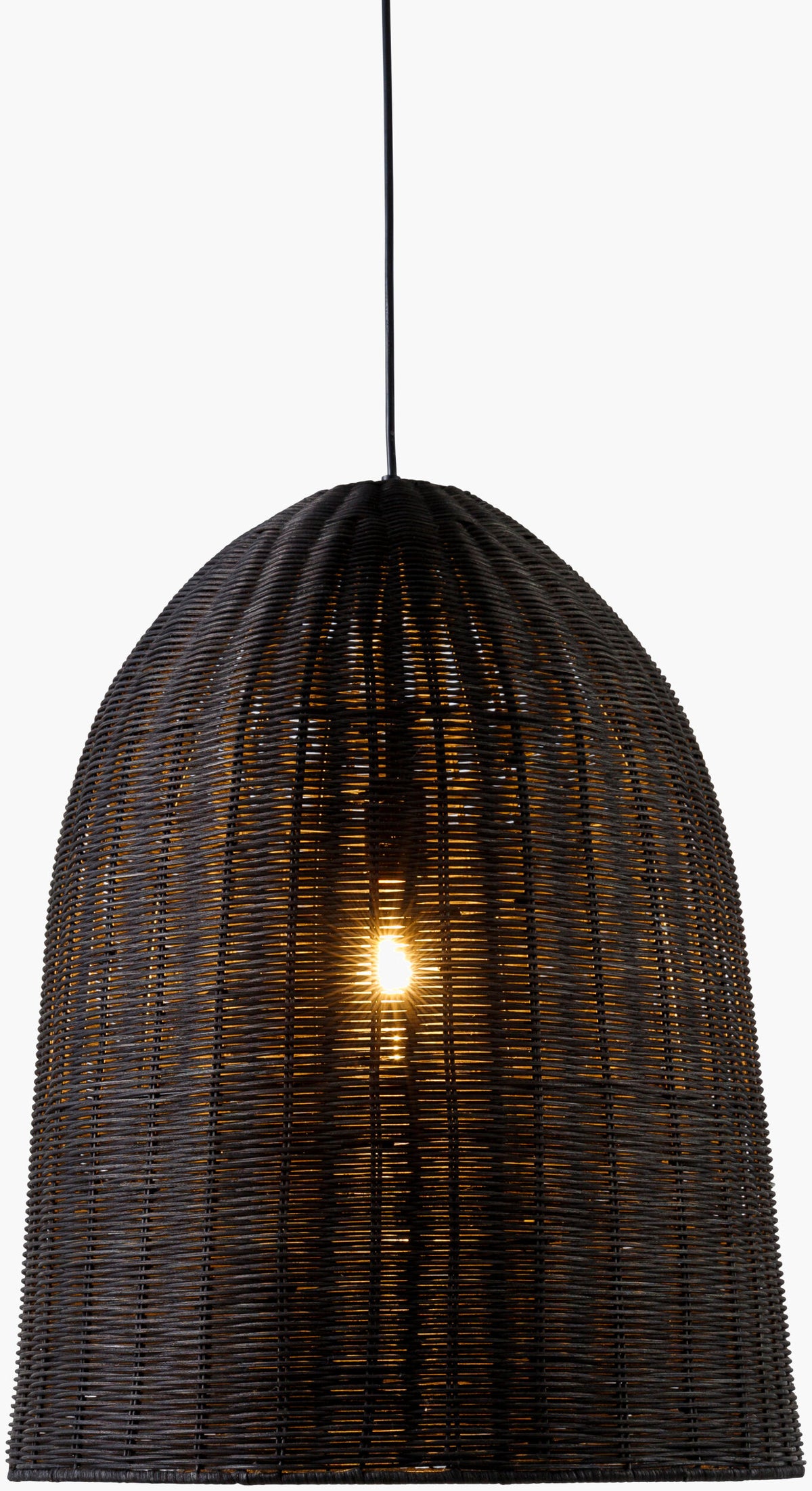 Arboria Rattan Pendant Light, Black Sand Black