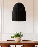 Arboria Rattan Pendant Light, Black Sand Black