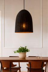 Arboria Rattan Pendant Light, Black Sand Black