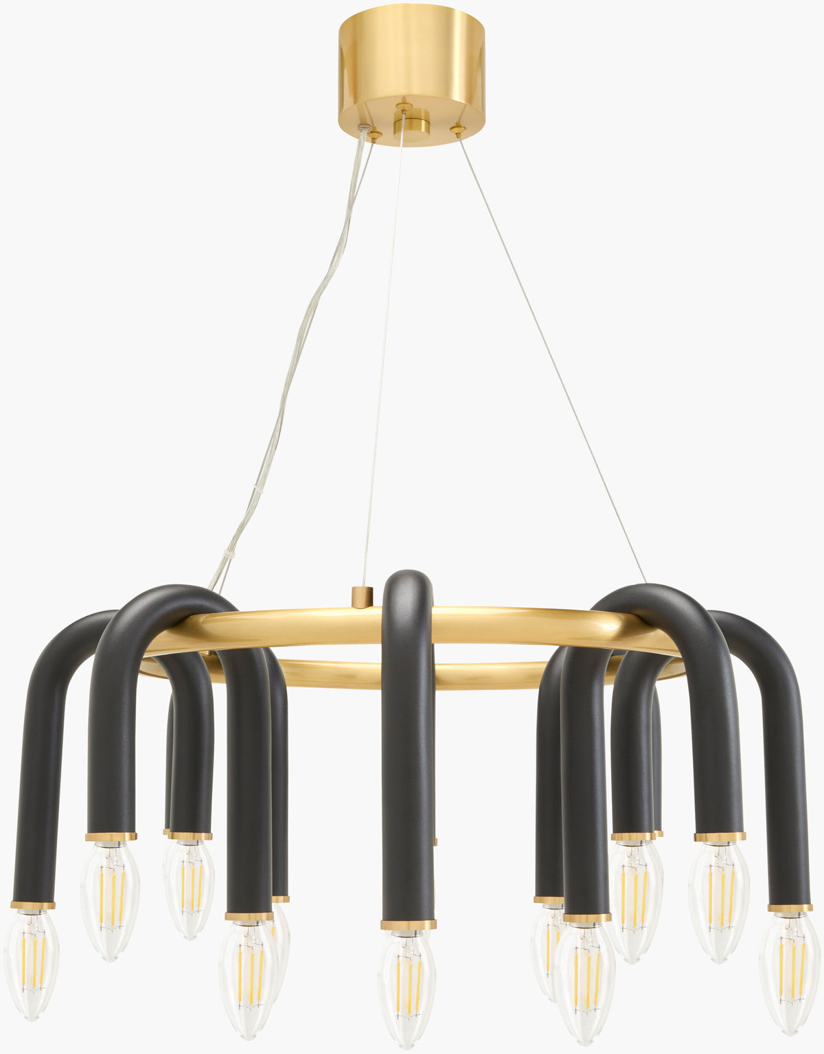 Arqis Iron Chandelier, Powder Coated Black