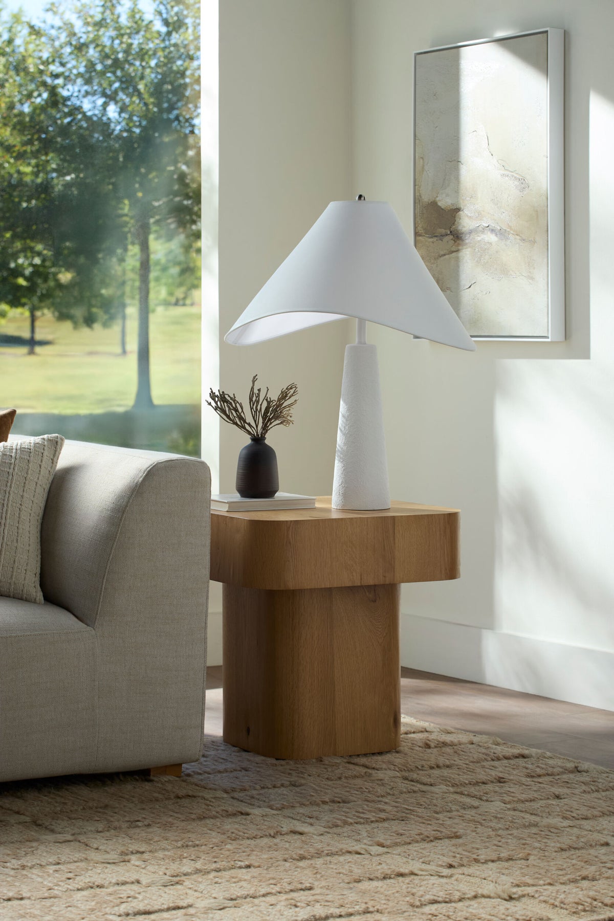 Apuila 29" Concrete Table Lamp, Hand Finished White (API-004)