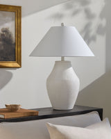 Amaryllis 28" Ceramic Table Lamp, Hand Painted White