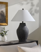 Amaryllis 28" Ceramic Table Lamp, Hand Painted Black