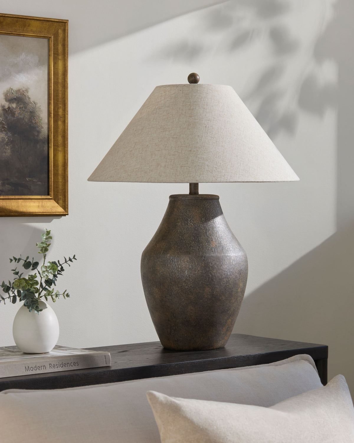 Amaryllis 28" Ceramic Table Lamp, Hand Painted Brown (ARS-007)