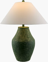 Amaryllis 28" Ceramic Table Lamp, Hand Painted Green