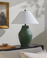 Amaryllis 28" Ceramic Table Lamp, Hand Painted Green