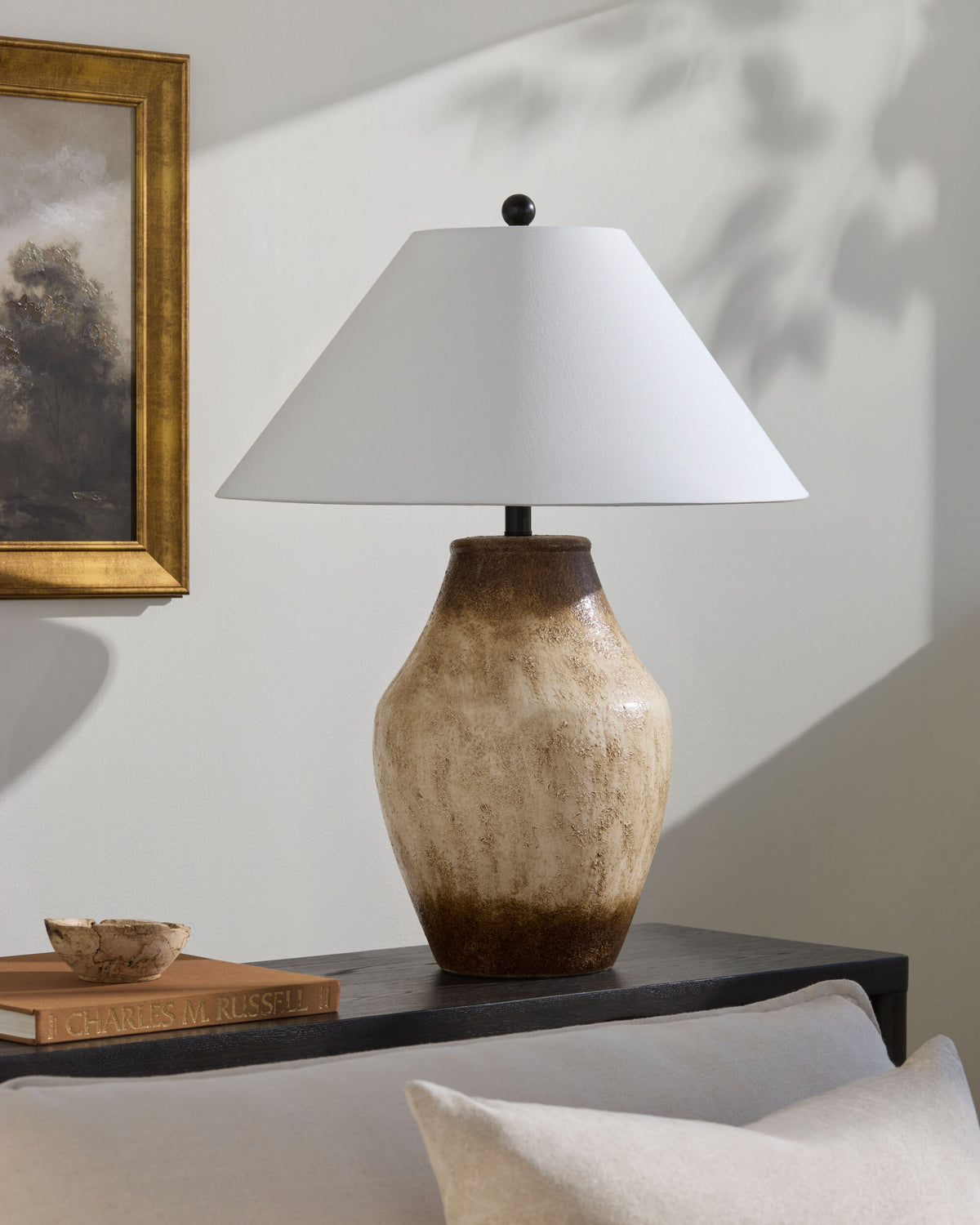 Amaryllis 28" Ceramic Table Lamp, Hand Painted Wheat