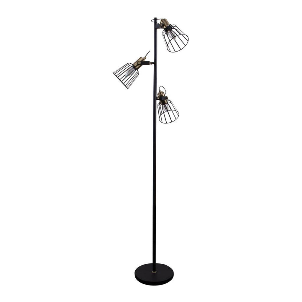Black Floor Lamp with Wire Shades 3 Heads E14 60W IP20