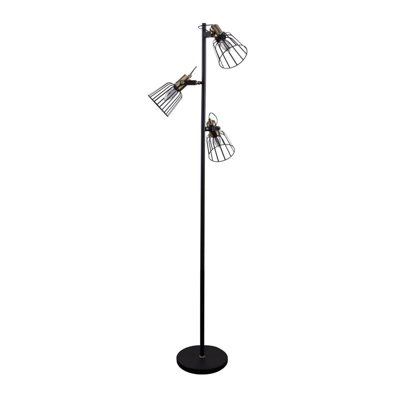 Black Floor Lamp with Wire Shades 3 Heads E14 60W IP20