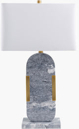 Auroria 28" Marble Table Lamp, Natural Gray, Plated Gold