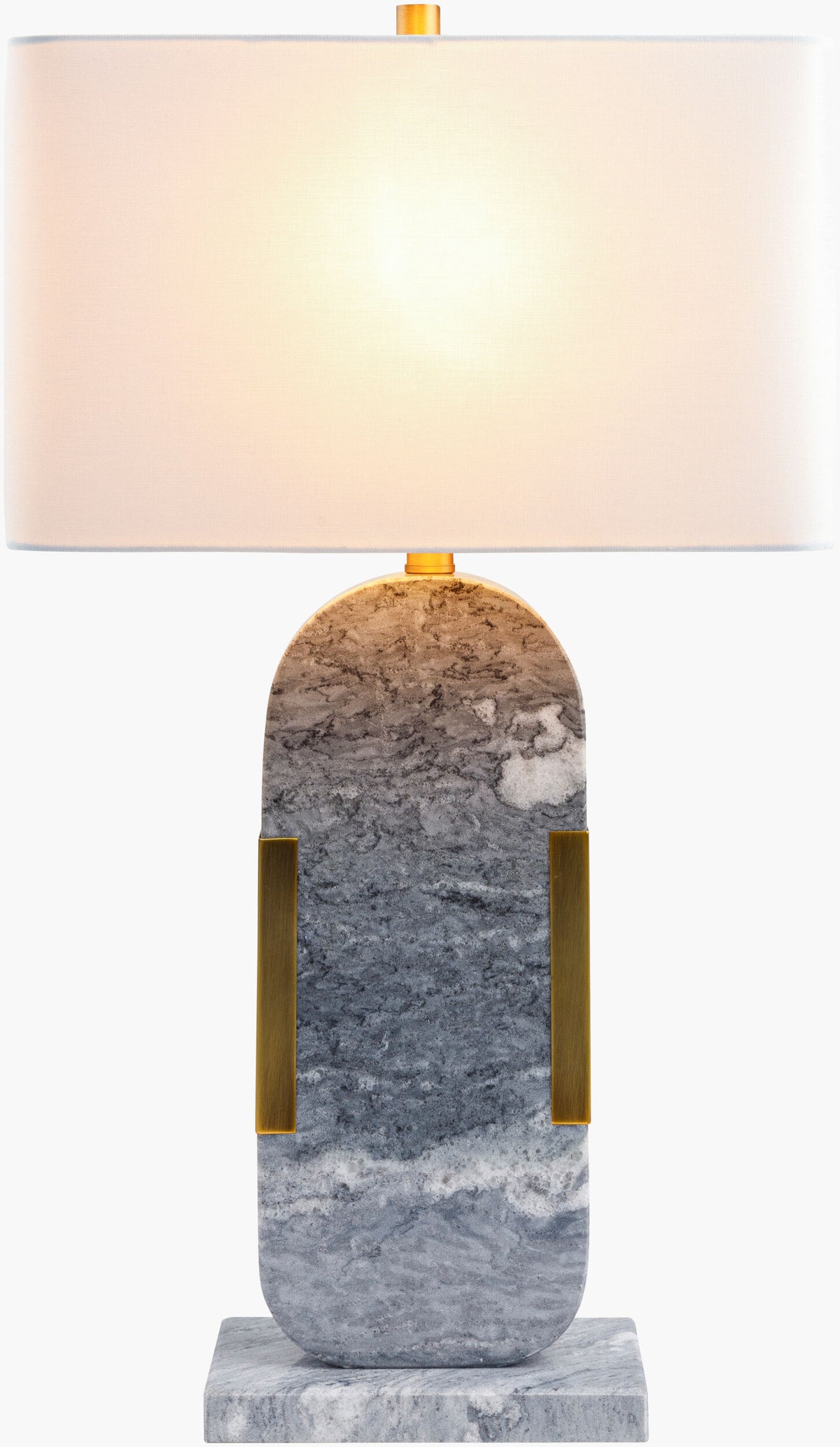 Auroria 28" Marble Table Lamp, Natural Gray, Plated Gold