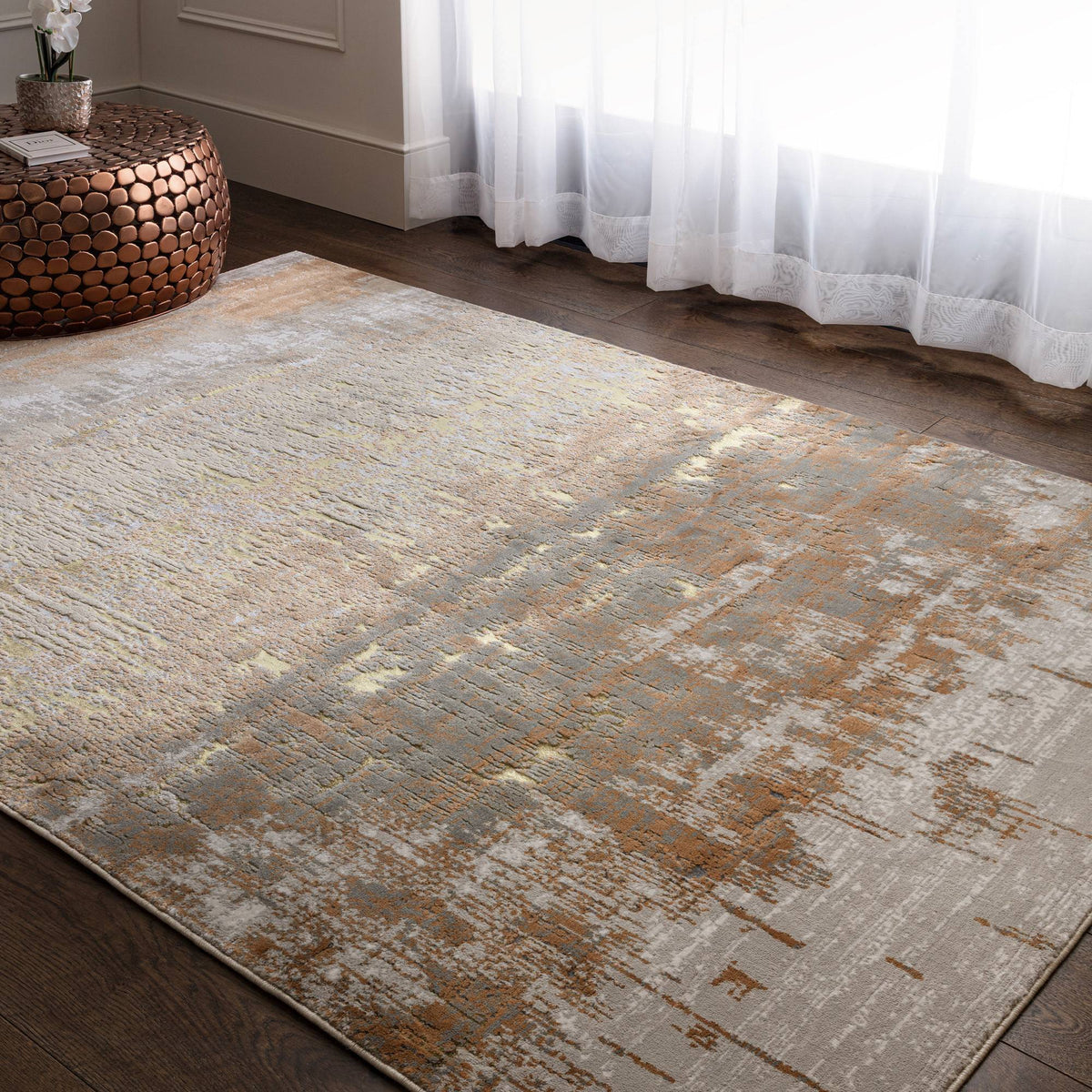 Aurora Rug styled in a living room