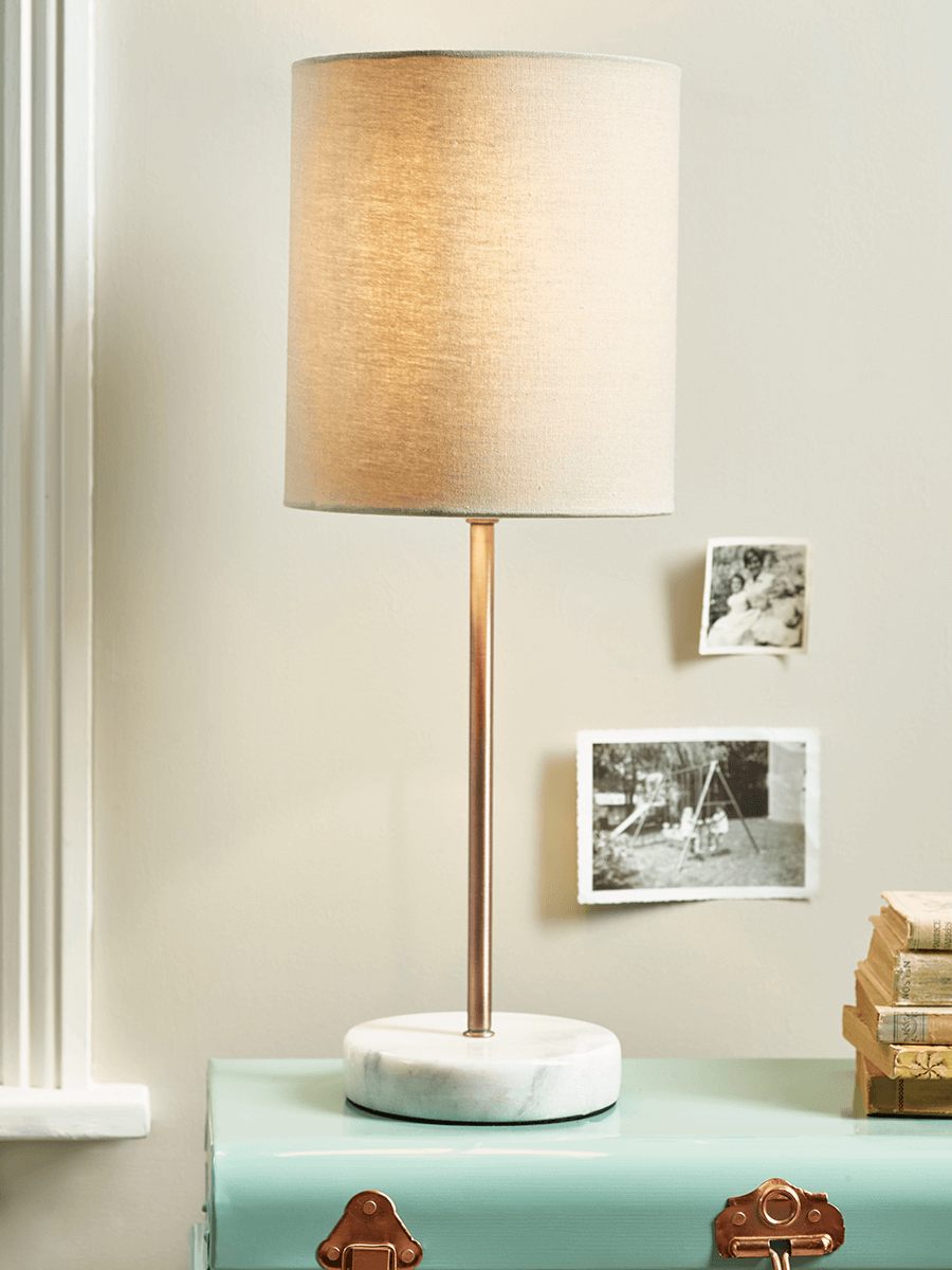 Small Table Lamp with Marble Base - Copper