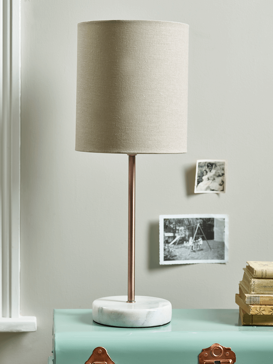Small Table Lamp with Marble Base - Copper