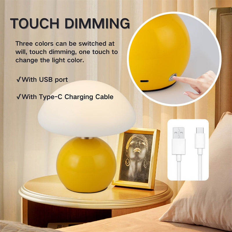 Modern Rechargeable Mushroom Table Lamp